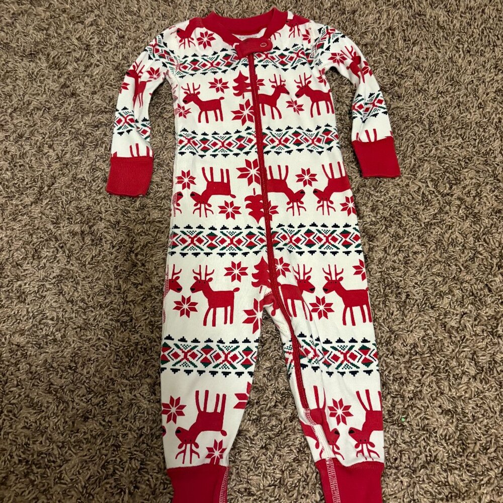 Hanna Andersson Sleeper Style Pajamas 80 CM 218-24 Months Dear Deer Print Zip